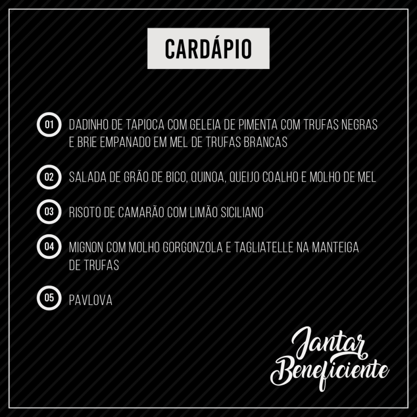 jantar beneficente - menu