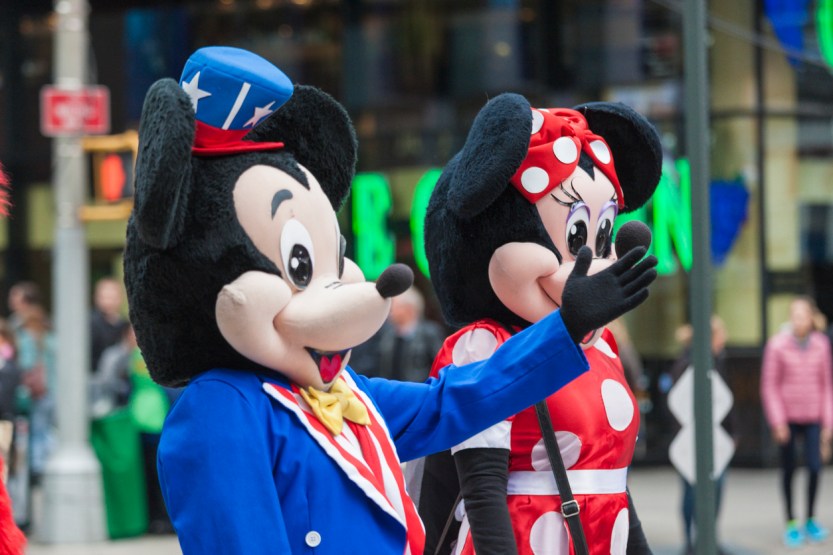 New York, United States-Octrober  10: Human Characters Dressed as Mickey and Miney Mouse Performing at Times Square in October 10, 2013