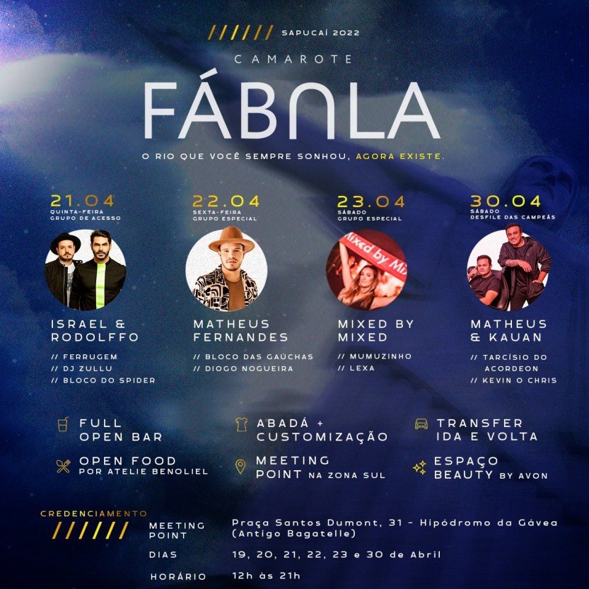 ProgramaÃ§Ã£o camarote FÃ¡bula na sapucaÃ­