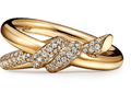 Anel Tiffany Knot Double Row em ouro amarelo com&nbsp;diamantes