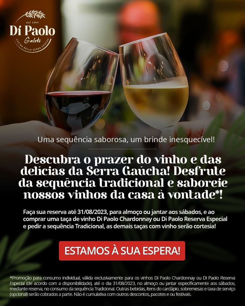 Di Paolo Curitiba - card vinho e sequencia - foto divulgacao